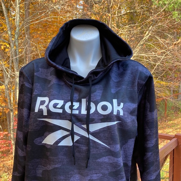 Reebok black and gray basic training camo hoodies NWT size L - Picture 2 of 6